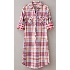 Overland Sheepskin Company Womens Small Corrine Plaid Cotton Snap Front Dress